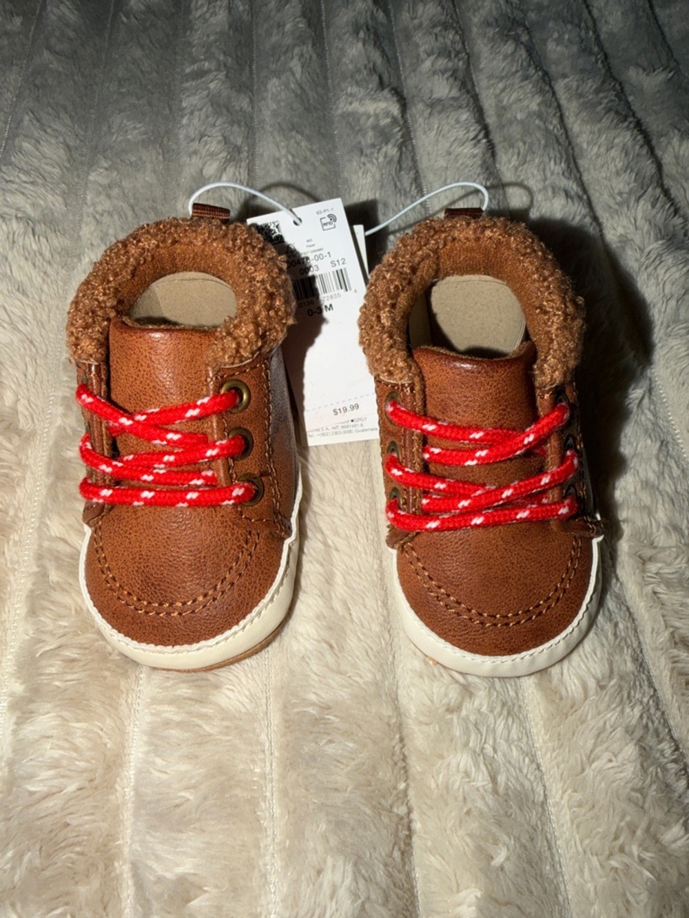 Old Navy Brown Faux-Leather Kids Boots with Red Laces
